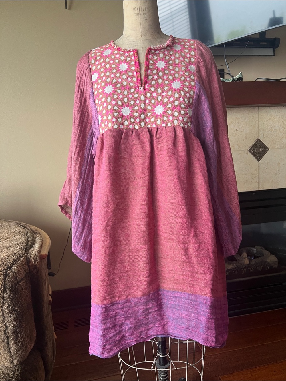 Nina Leuca “Festa” linen dress L